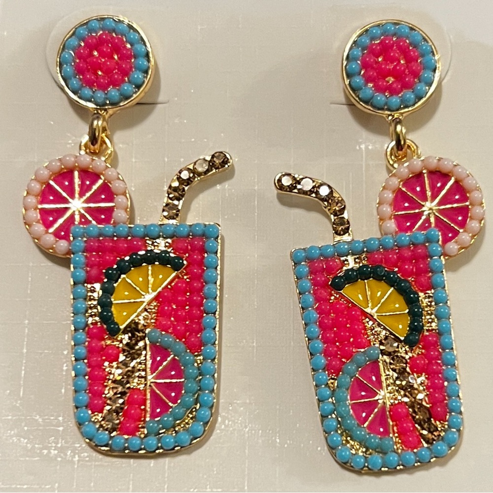 Summer Cocktail Drink Drop Earrings